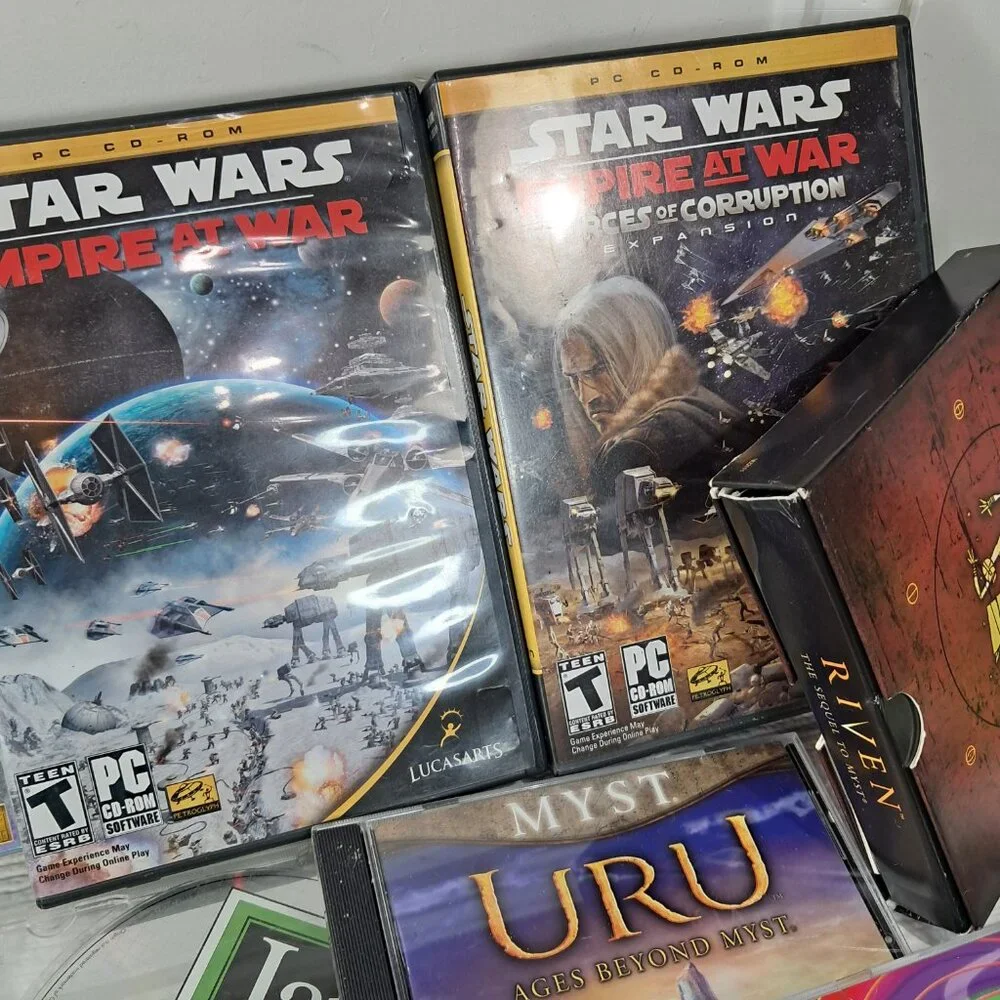 Vintage PC computer game lot 15 Star Wars Lord Of The‎ Rings Empires Riven Pong